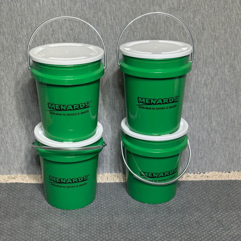 Menards Mini-Pail 400mL Grn Plastic Storage Buckets with Lids Set of 4